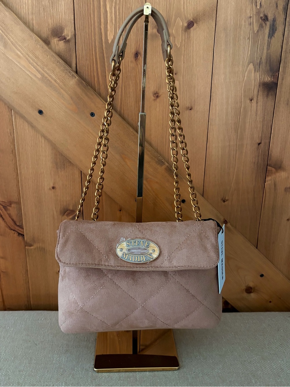 NWT Steve Madden Quilted Flap Style Bag Tan Shoulder or Crossbody